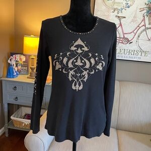 Vanilla Sugar, Vintage, long sleeve embellished tee, sz M